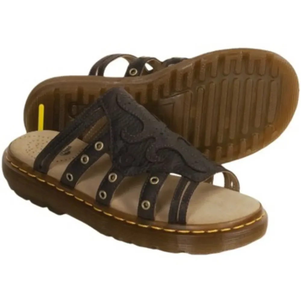 Dr. Martens Rina Sandals Leather Chunky Flat Slip On Cushioned Brown 6 NWOT